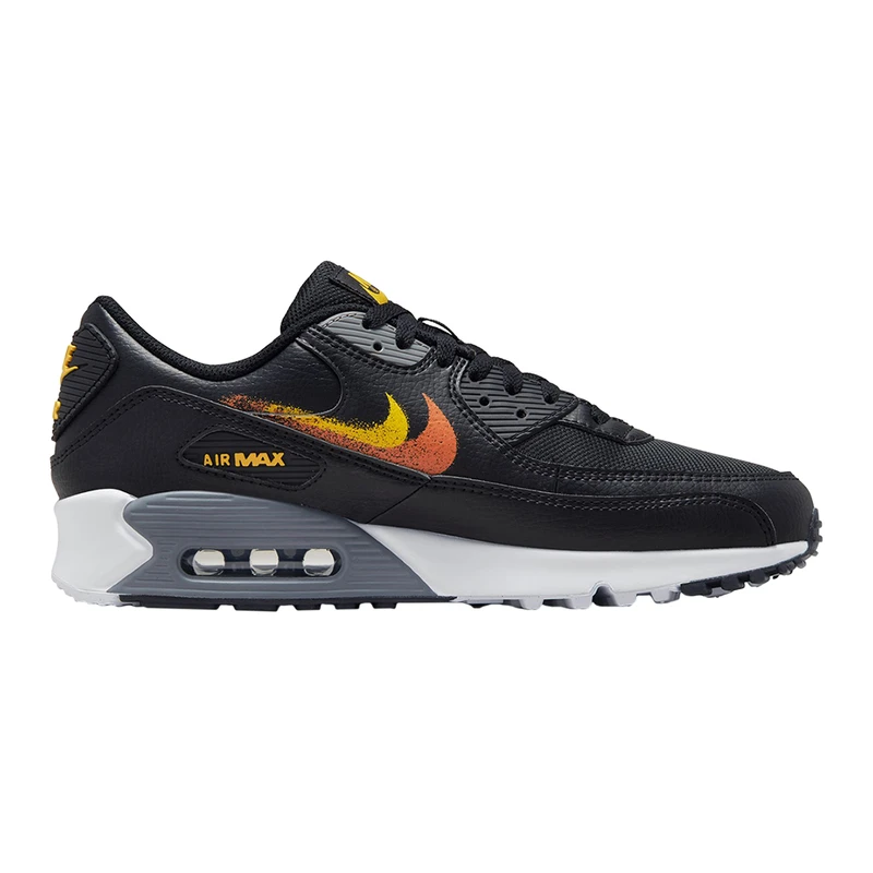 Nike Mens Air Max 90 Casual Shoes Black Safety Orange University Gold