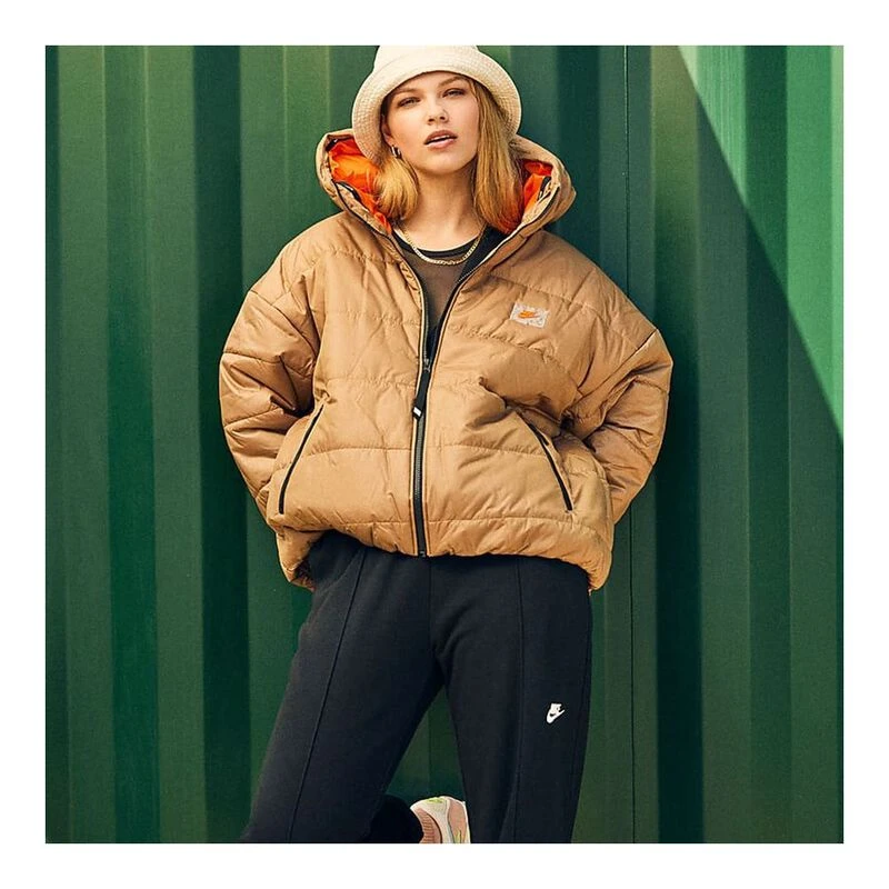 Nike Womens NSW Syn Tf Rpl Puffer Jacket Dark Driftwood Safety Orange