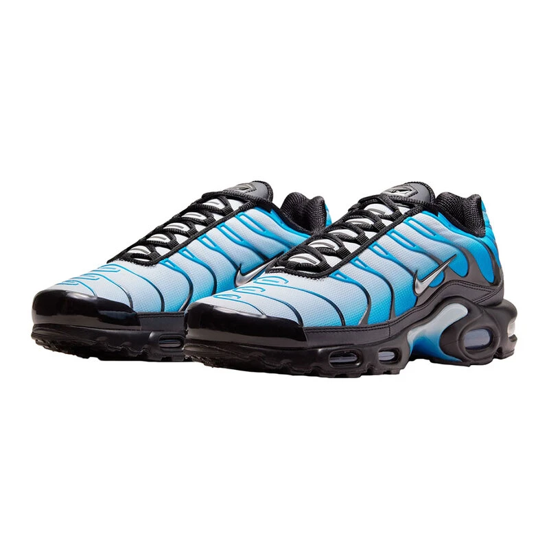 Nike Mens Air Max Plus Casual Shoes Black Metallic Silver Neptune Blu