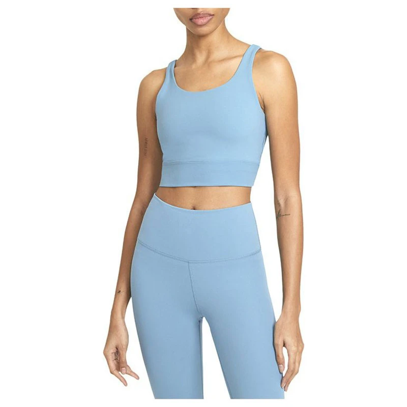 Nike Womens Yoga Luxe Crop Top (Cerulean/Light Armory Blue)