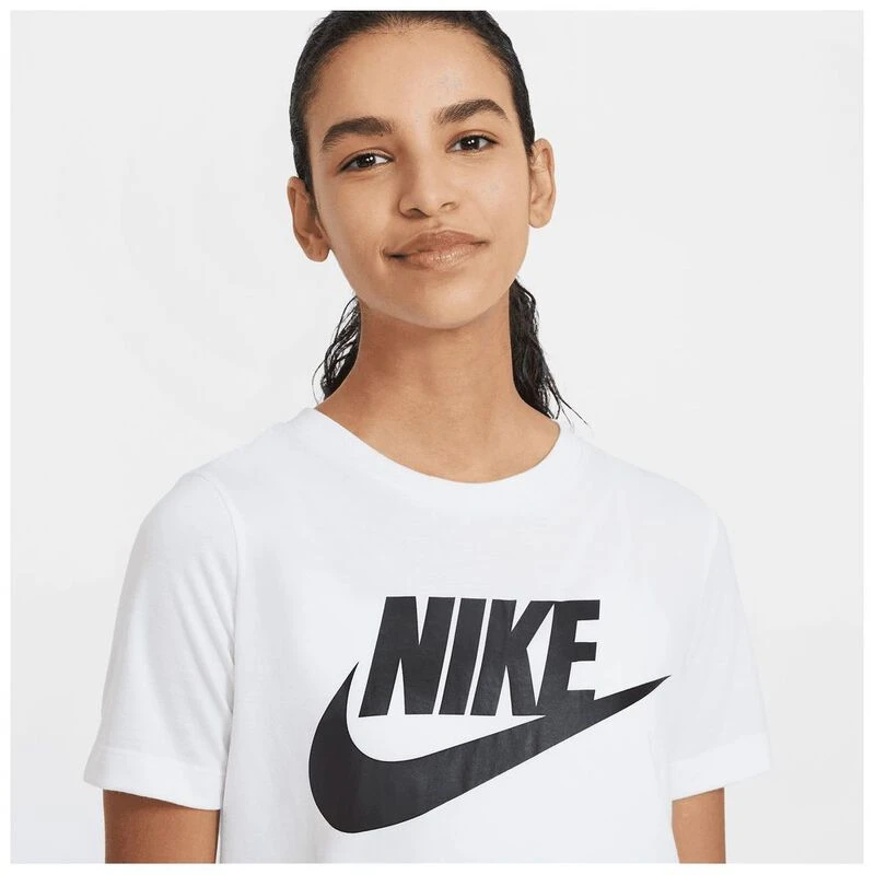 Nike Womens Sportswear Essentials Short Sleeve Top (White/Black) | Spo
