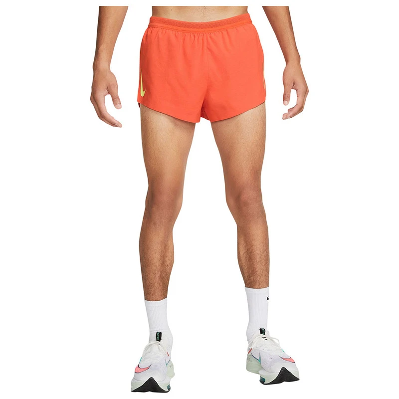Nike Mens AeroSwift 2 Inch Shorts (Orange/Ghost Green) | Sportpursuit.