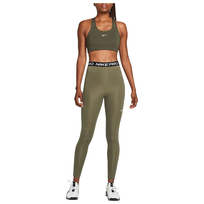 Nike Womens Pro 365 7 8 Mesh Panel Tights Olive Black White Sportp