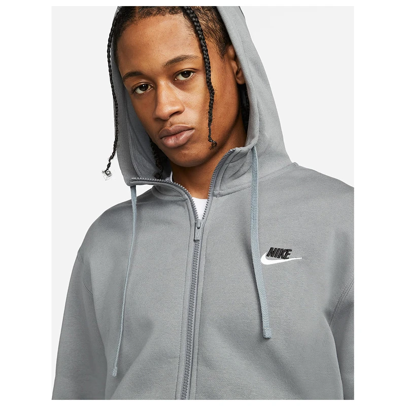 Nike Mens Sportswear Club Fleece Hoodie Smoke Grey Black Sportpurs