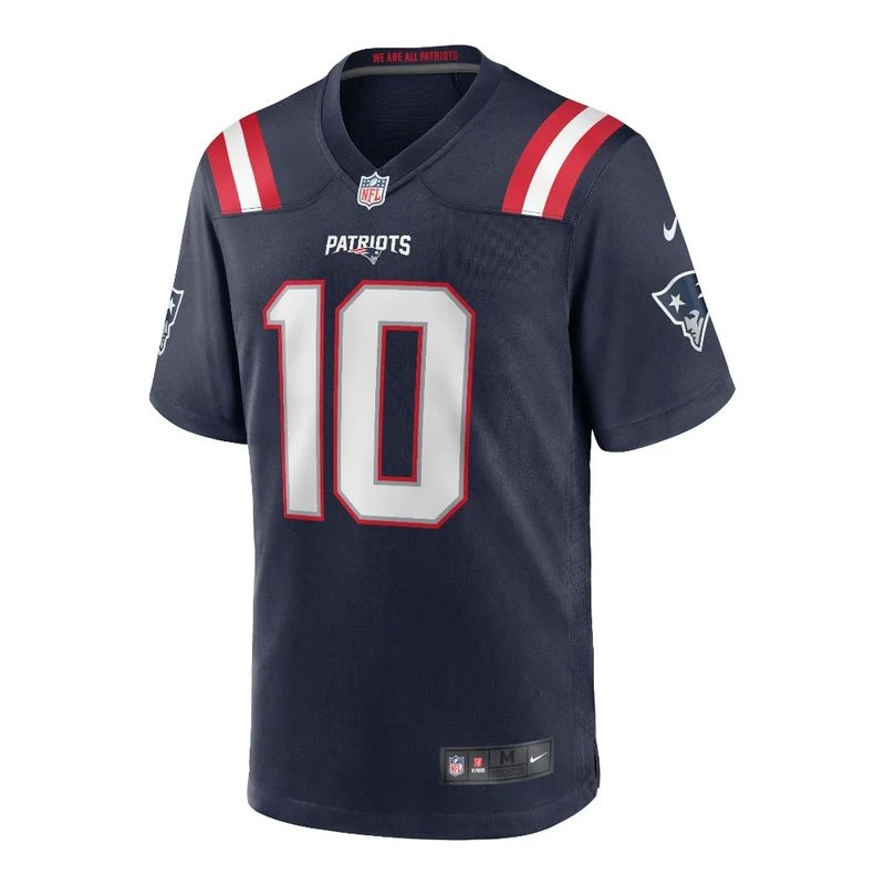 Nike Mens Home Game New England Patriots Mac Jones 10 Jersey Blue