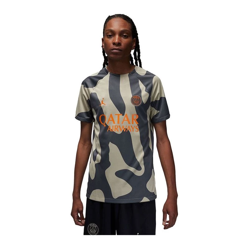 Nike Mens PSG Jersey Stone Stone Iron Grey Magma Orange Sportpursu