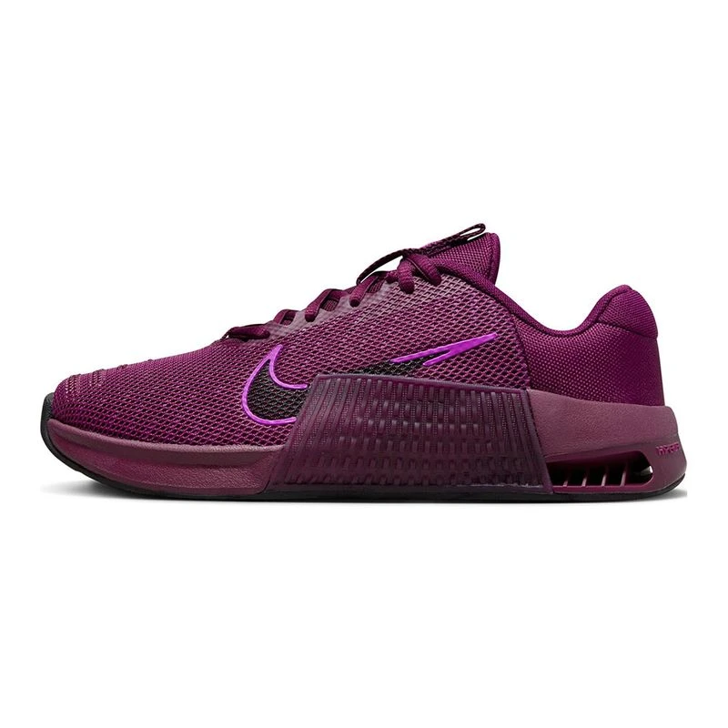 Nike Womens Metcon 9 Footwear Burgundy Black Vivid Purple Volt Spo