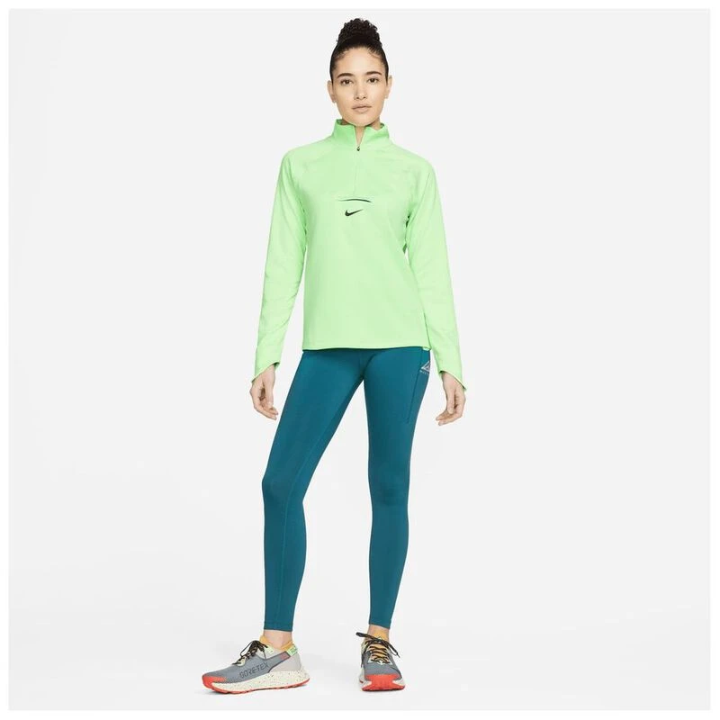 Nike Womens Dri FIT Element Trail Long Sleeve Top Lime Glow Hyper Roy