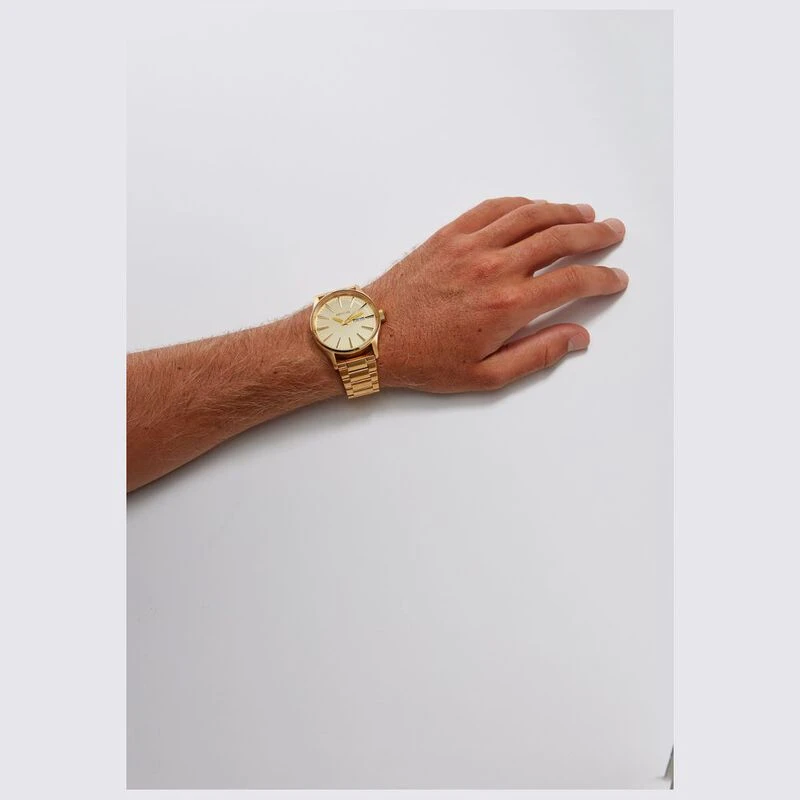 Nixon Mens Sentry Stainless Steel Casual Watch Gold White Sportpu