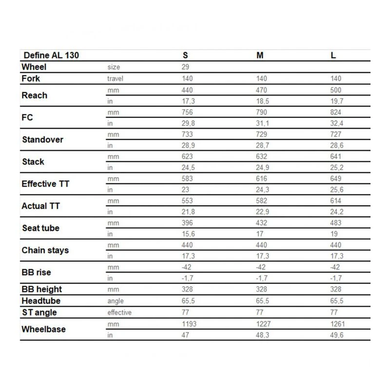 Ns bikes size sale chart