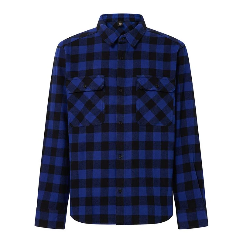 Oakley Mens 90S Plaid Shirt Blue Black Check Sportpursuit