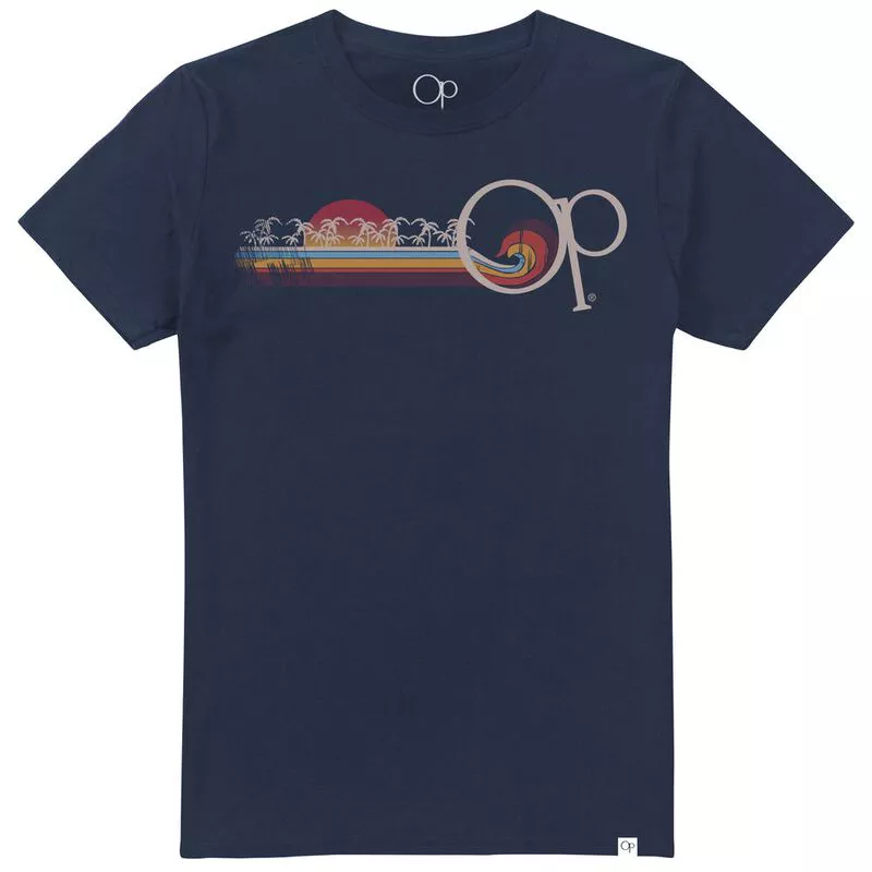 Ocean Pacific Mens Retro Waves T Shirt Navy Sportpursuit