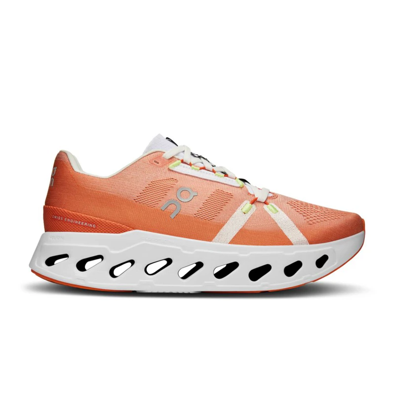 On Men's Cloudrunner Sneakers, Undyed-White/Flame, 12