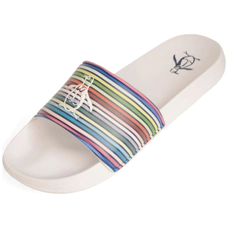 Original Penguin Mens Palm Sliders White Multi Sportpursuit