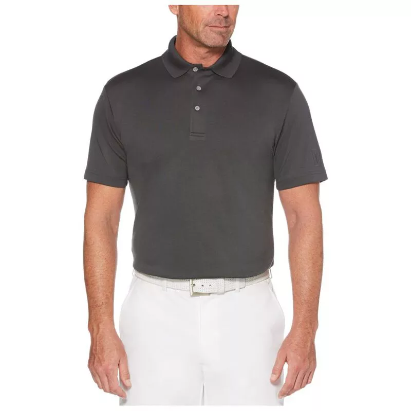 PGA Tour Mens Airflux Solid Polo Shirt Asphalt Sportpursuit