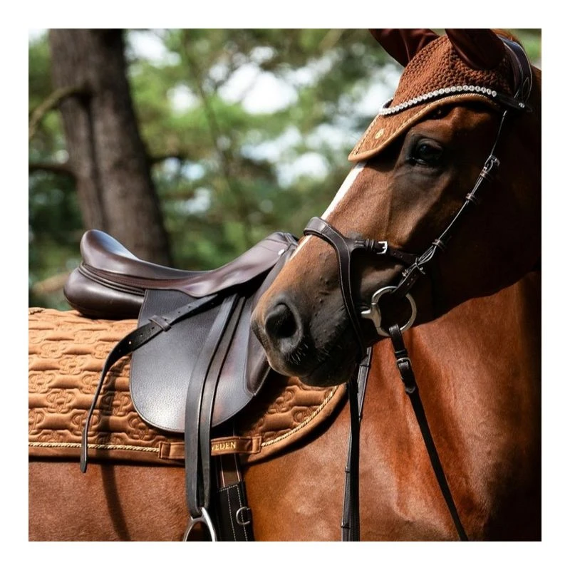 Tapis De Selle Dressage Equipad Velours Marron Taille Réelle Mousse Mémoire Forme