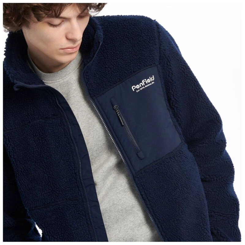 Mens navy borg jacket top