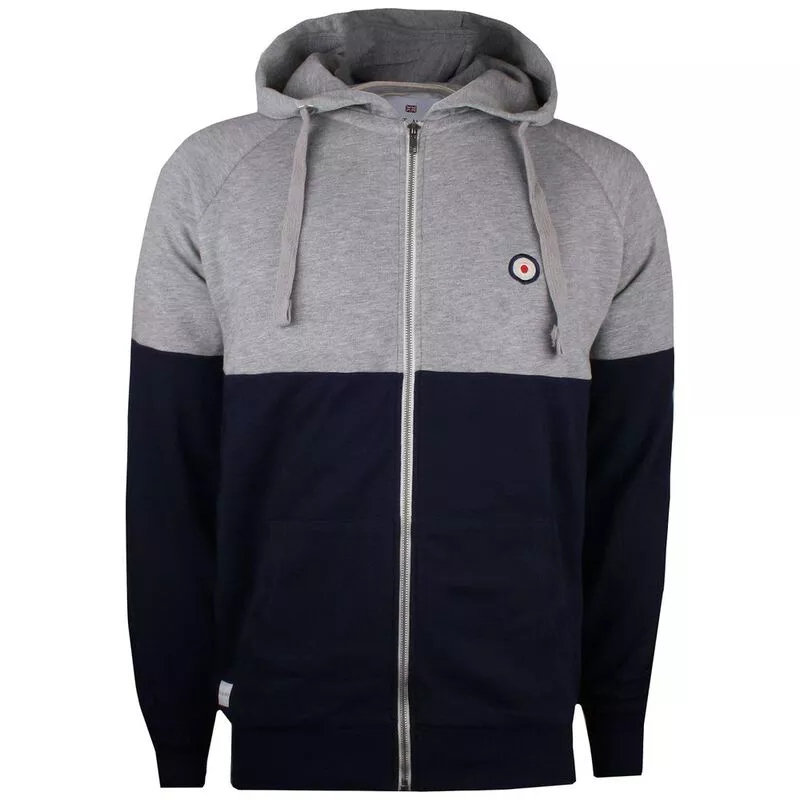 Putney Bridge Mens Target Contrast Zipped Hoodie Eclipse