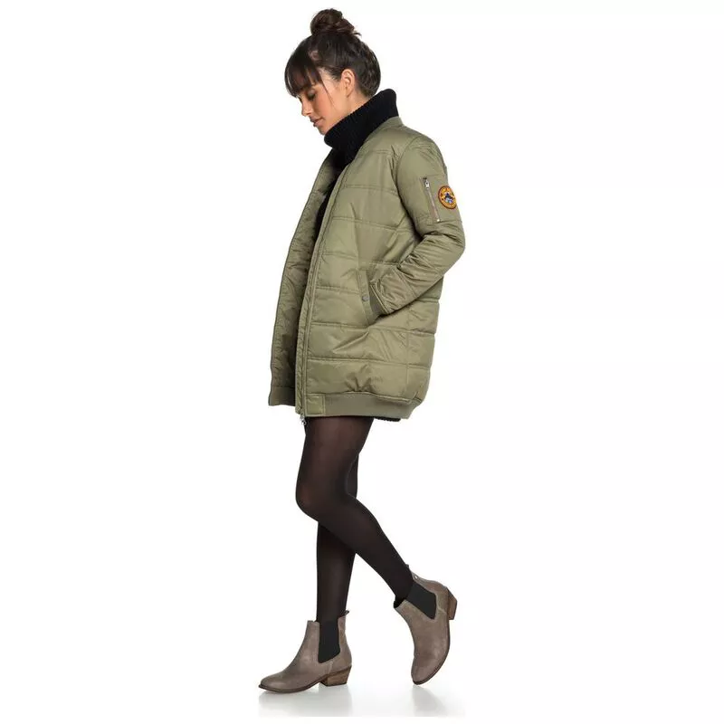 Roxy Womens Fade Out Bomber Jacket Burnt Olive Sportpursuit