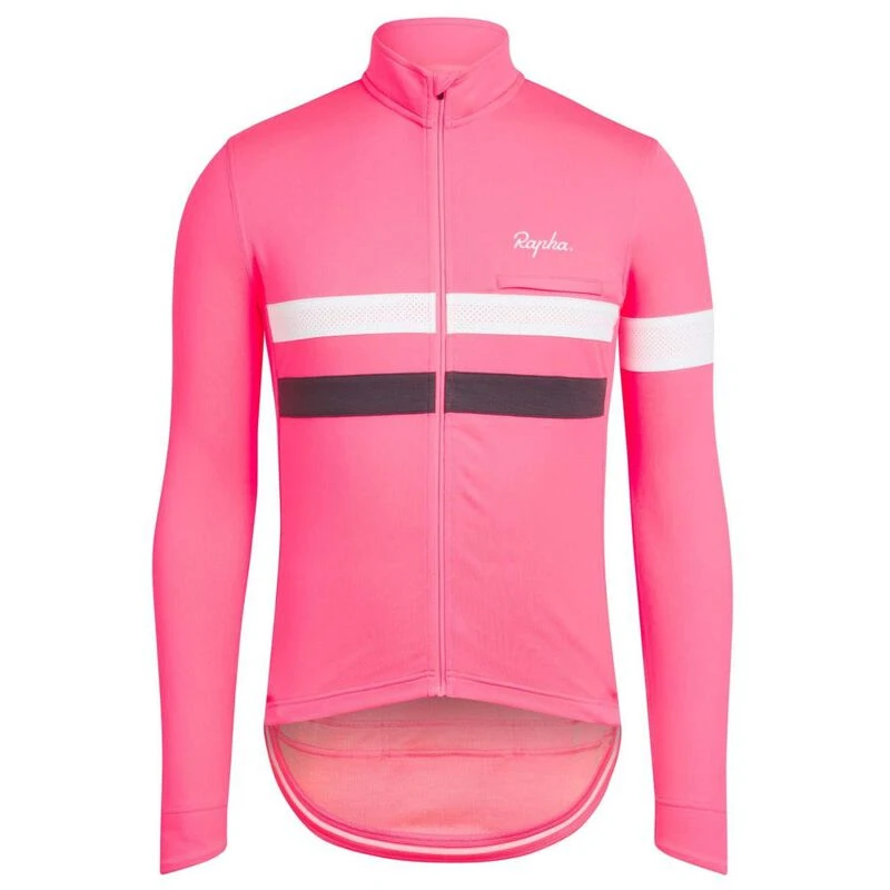 Rapha Mens Brevet Long Sleeve Jersey (High-Vis Pink) | Sportpursuit.co