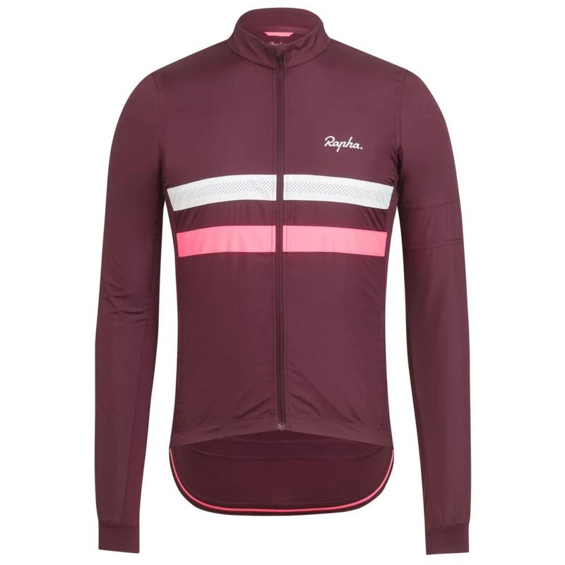 Rapha Mens Brevet Windblock Long Sleeve Jersey (Rich Burgundy) | Sport