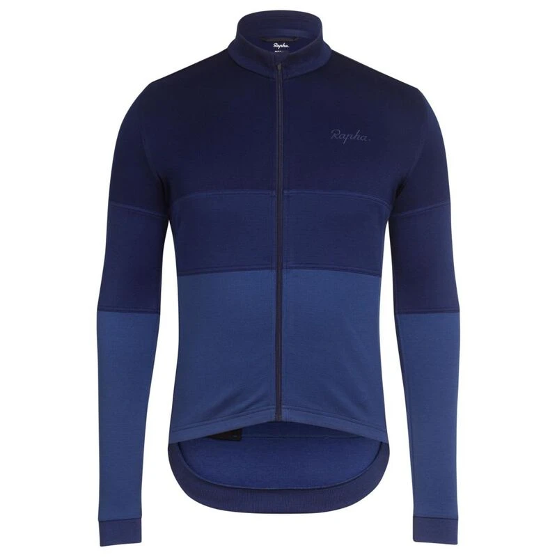 Rapha Mens Tricolour Long Sleeve Jersey Navy Sportpursuit