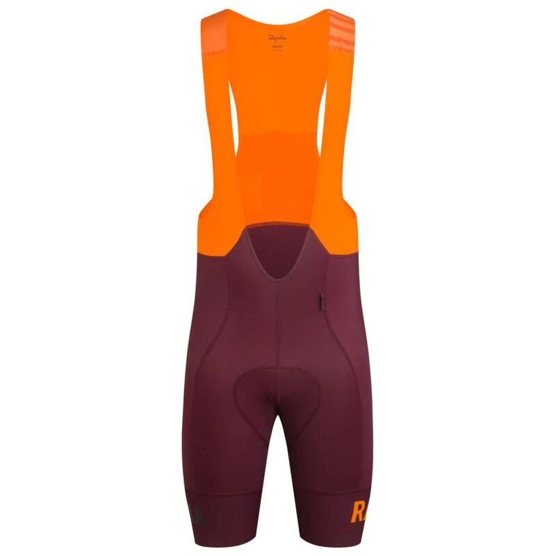 Rapha Mens Pro Team II Bib Shorts (Wine/Bright Orange