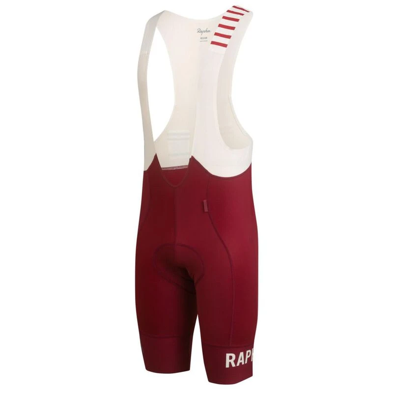 Rapha Mens Pro Team II Long Bib Shorts (Burgundy/Off-White