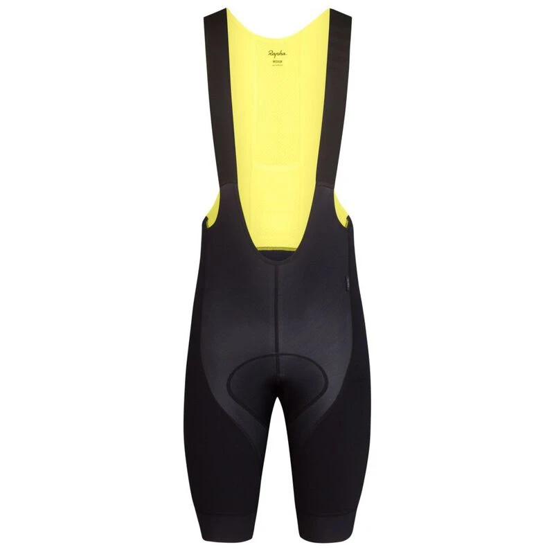 Rapha Mens Pro Team Thermal II Bib Shorts Black Yellow Sportpursui