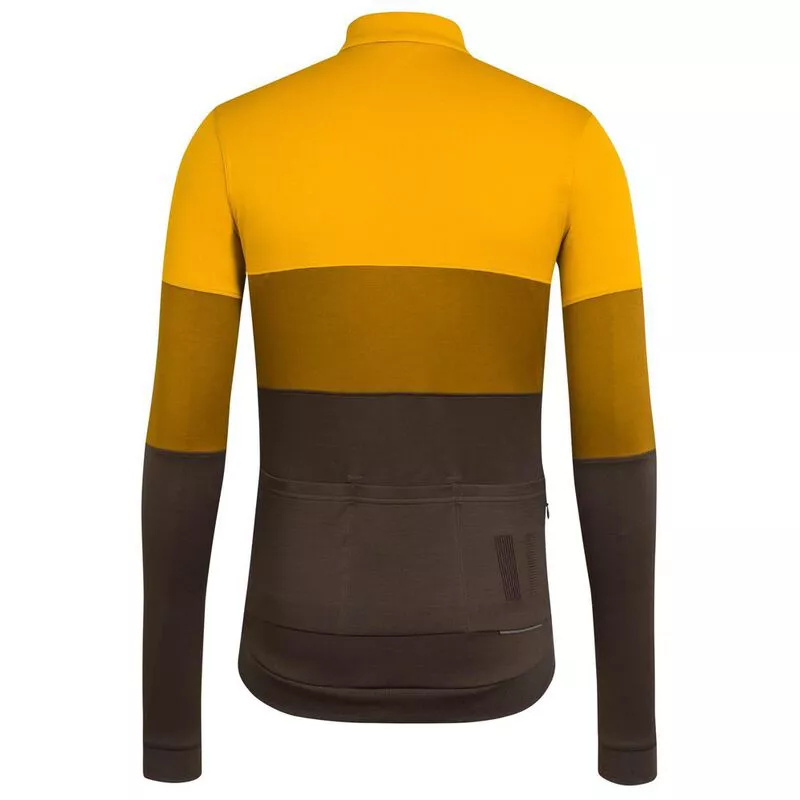 Rapha Mens Tricolour Long Sleeve Jersey (Old Gold