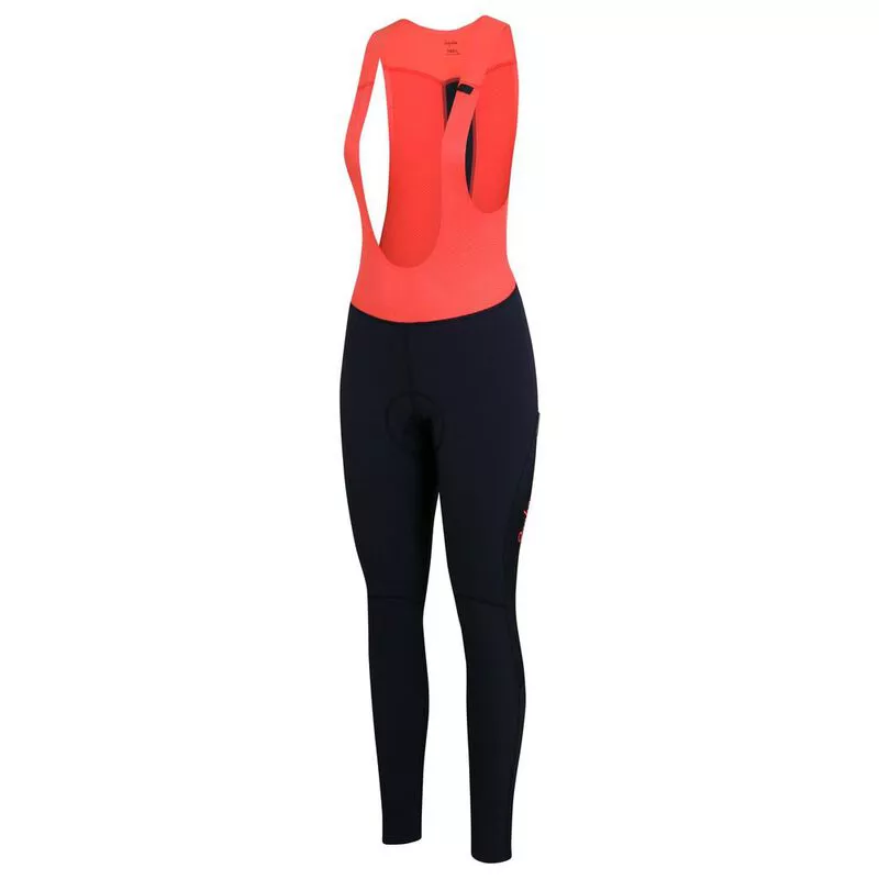 Rapha Womens Souplesse Winter Bib Tights (Black/Coral) | Sportpursuit.