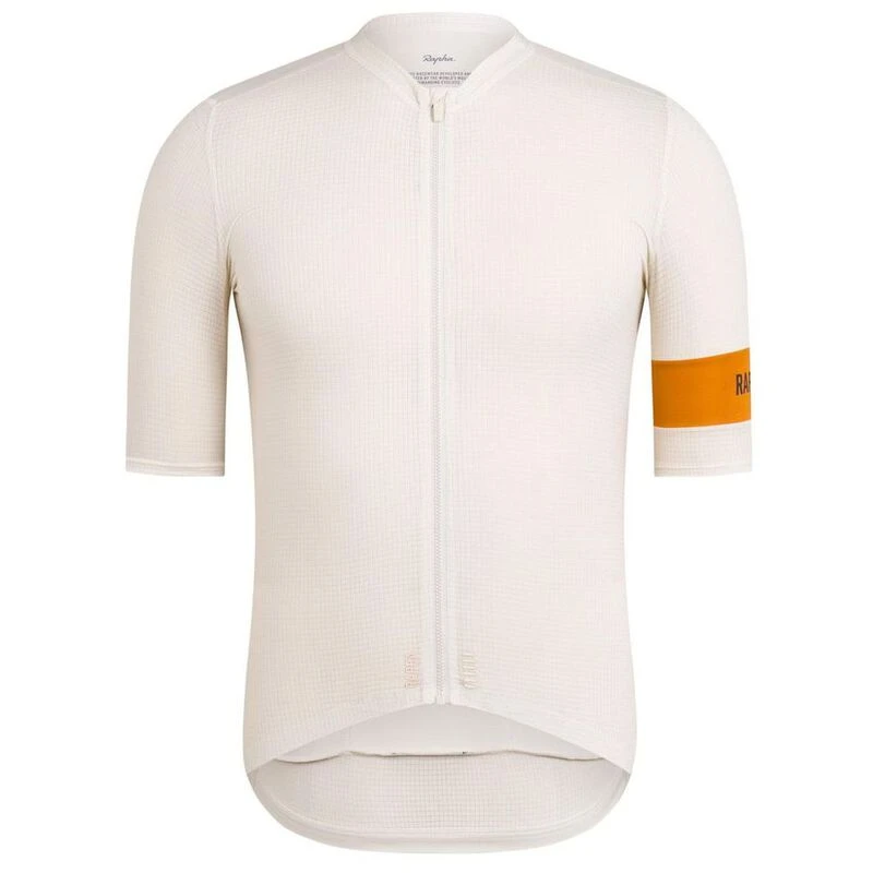 Rapha Mens Pro Team Flyweight Jersey (Off-White/Mustard