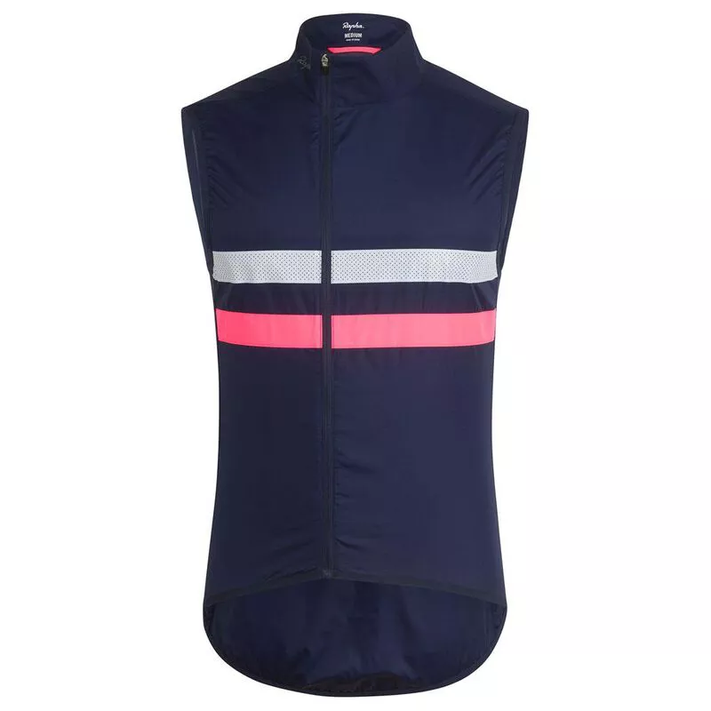 Rapha Mens Archive Brevet Gilet Dark Navy Hi Vis Pink Sportpursuit