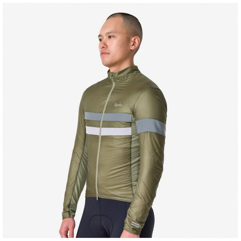 Rapha Mens Brevet Insulated Jacket (Olive Green/Pale Lilac/Silver) | S