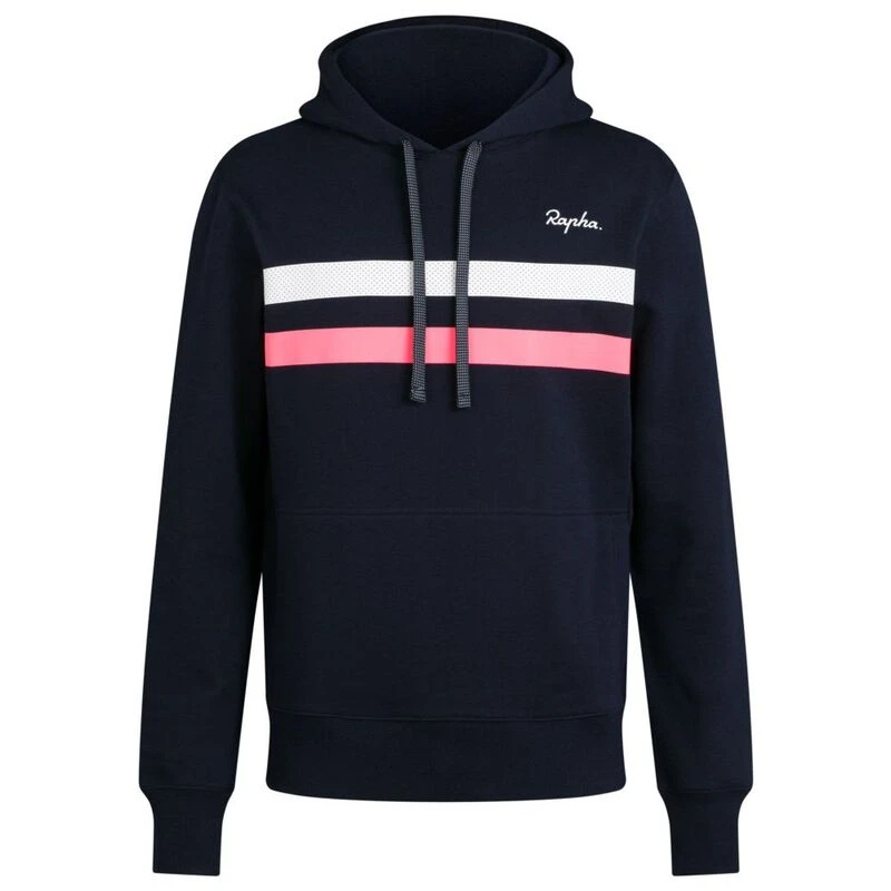 Rapha Mens Brevet Hoodie (Dark Navy/White/High-Viz Pink) | Sportpursui