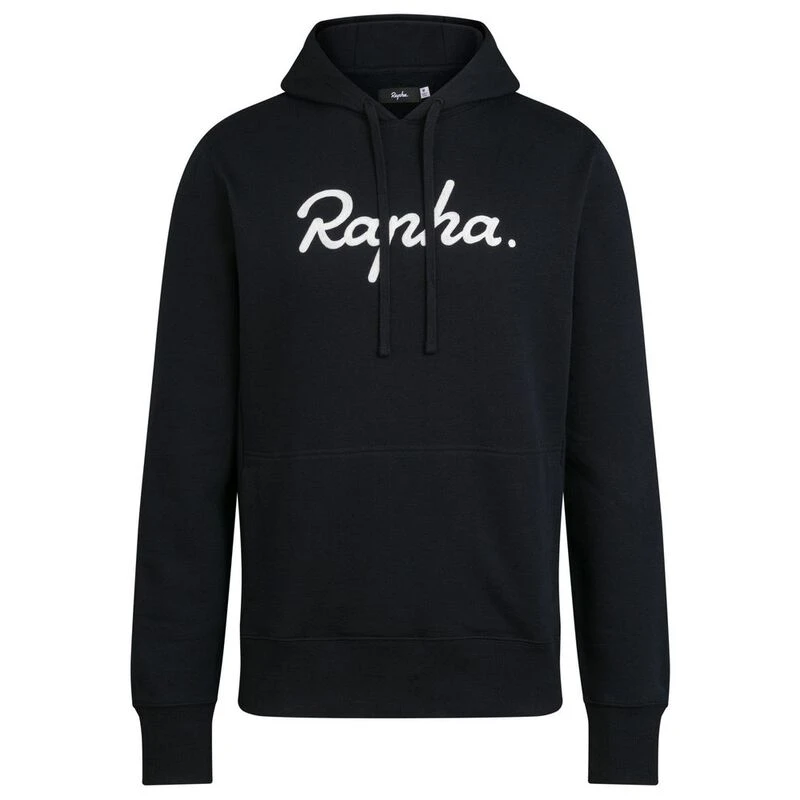 Rapha Mens Logo Pullover Hoodie (Black/White) | Sportpursuit.com