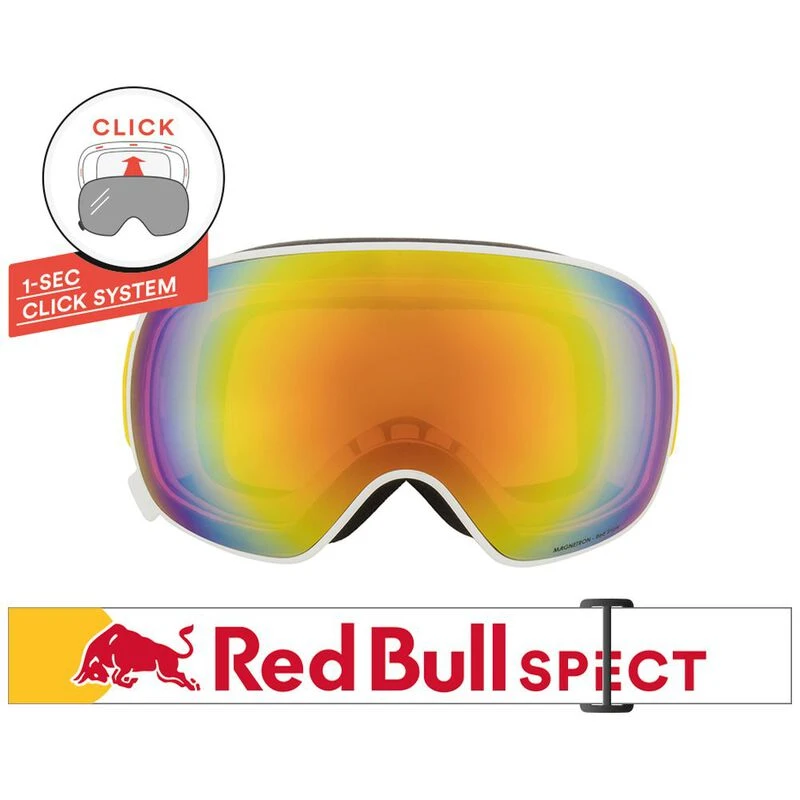 Red Bull Spect Magnetron Ski Goggles (Matte White Frame/Red Snow Lens)