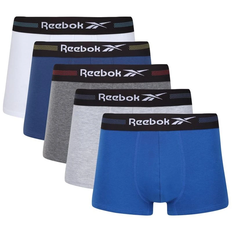 Reebok Mens Sports Underwear Pack of 5 Blue Charcoal Navy White Gre