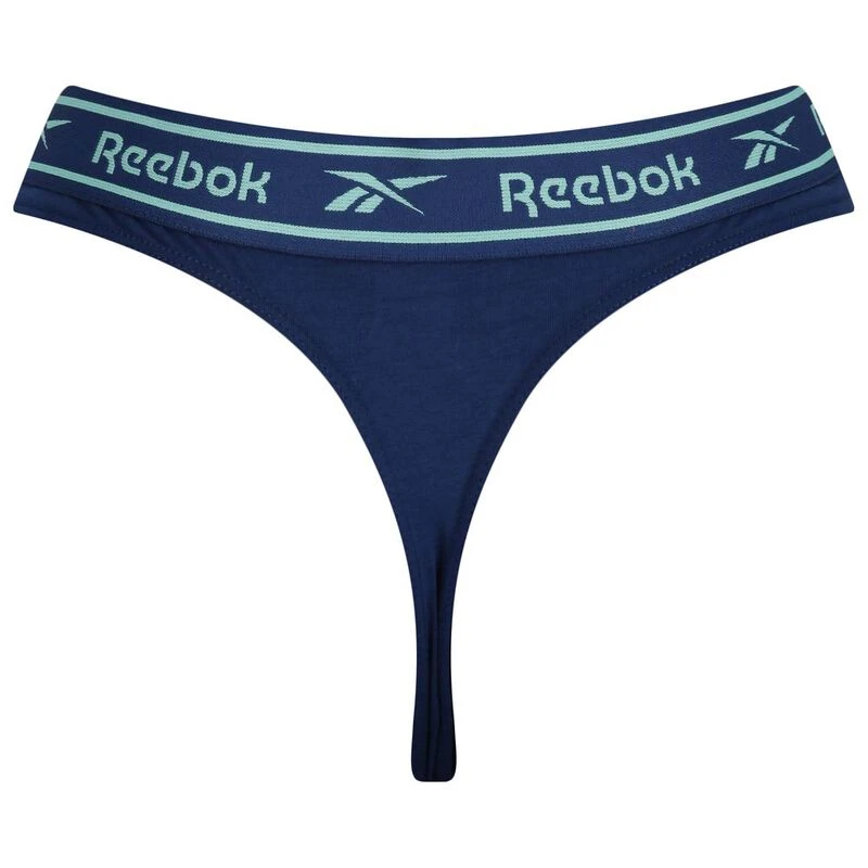 Reebok Womens Thong Briefs (3 Pack - Batik Blue/Grey Marl/White)