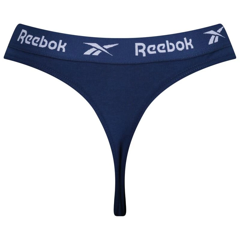 Reebok Womens Thong Briefs 3 Pack Batik Blue Atomic Pink Essential