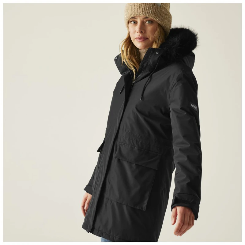 Veste Parka Noire Femme Regatta Taille 16 - Hiver, Imperméable, Capuche, Bon état
