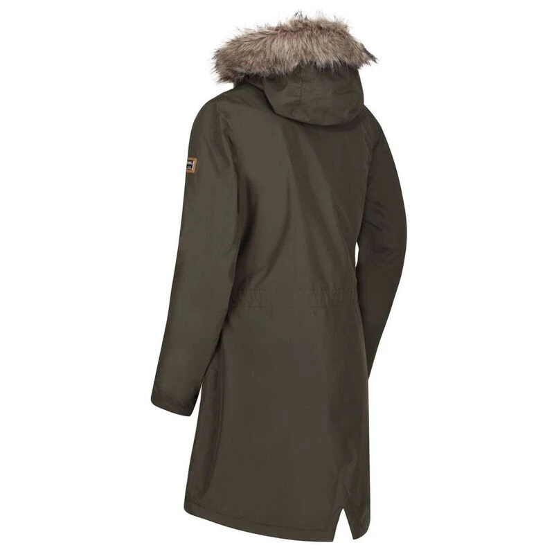 Women's serleena fur trimmed waterproof insulated jacket dark khaki new arrivals