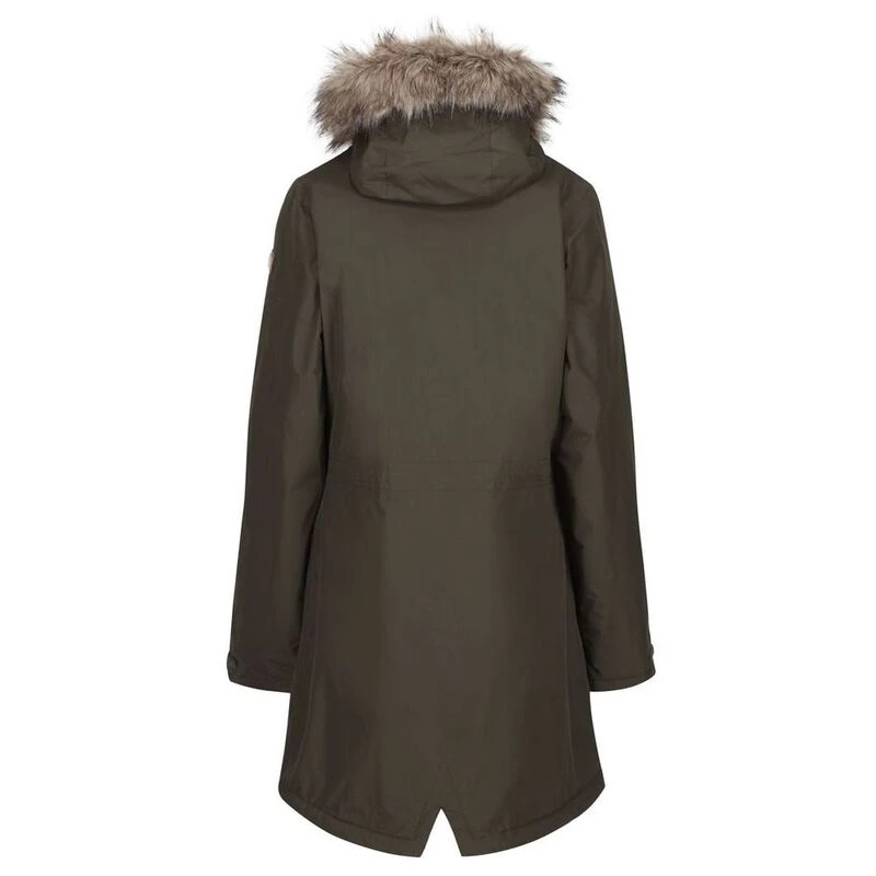 Women's serleena ii waterproof insulated fur trimmed hooded parka jacket dark khaki top