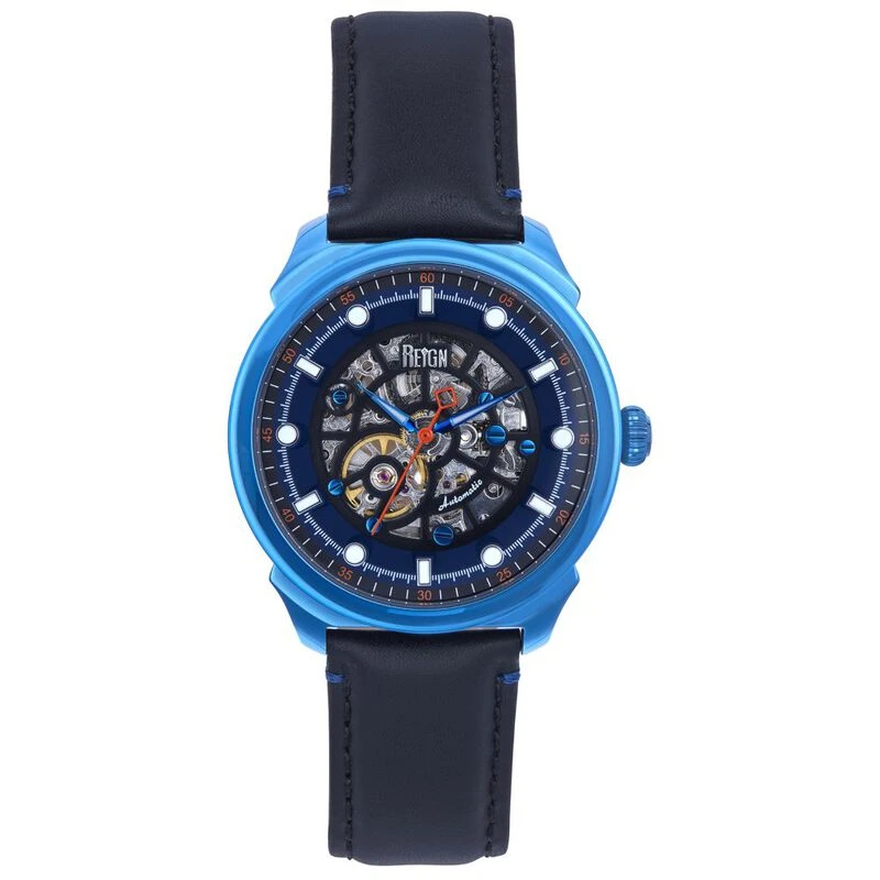 Reign Mens Weston Automatic Leather Band Watch Blue Black Sportpur