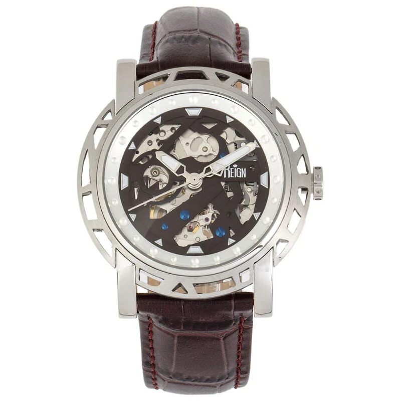 Reign Stavros Automatic Skeleton Leather Band Heren Casual Horloge Zi