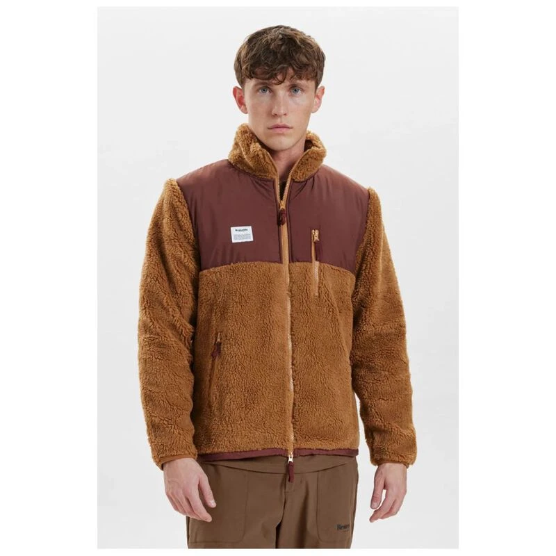 Resterods Mens Recycled Panel Fleece Jacket (Brown) | Sportpursuit.com