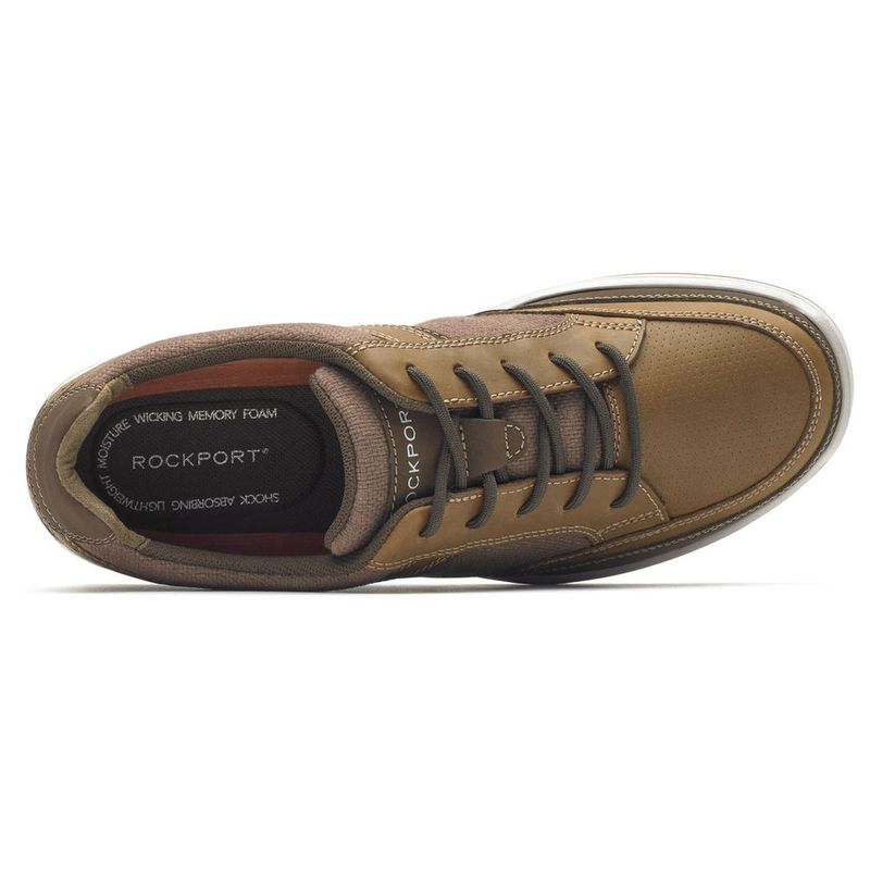 Rockport Mens Welker Casual Lace Up Shoes Tan Canvas Sportpursuit