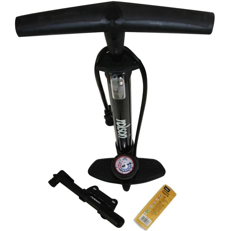 Rolson Tools 2pc Bicycle Pump & Repair Kit Manual Pump (Black) Sport