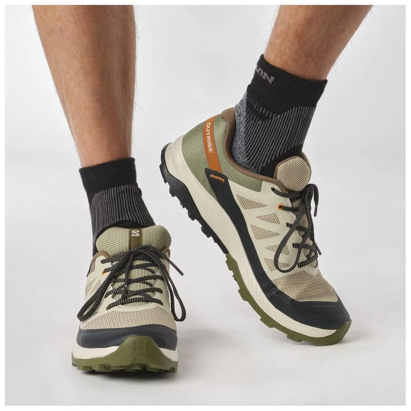 Salomon Mens Outrise GTX Hiking Shoes Moss Gray Olive Night Sugar Alm