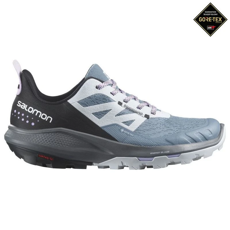 Salomon Womens Outpulse GTX Hiking Shoes (China Blue/Arctic Ice/Orchid